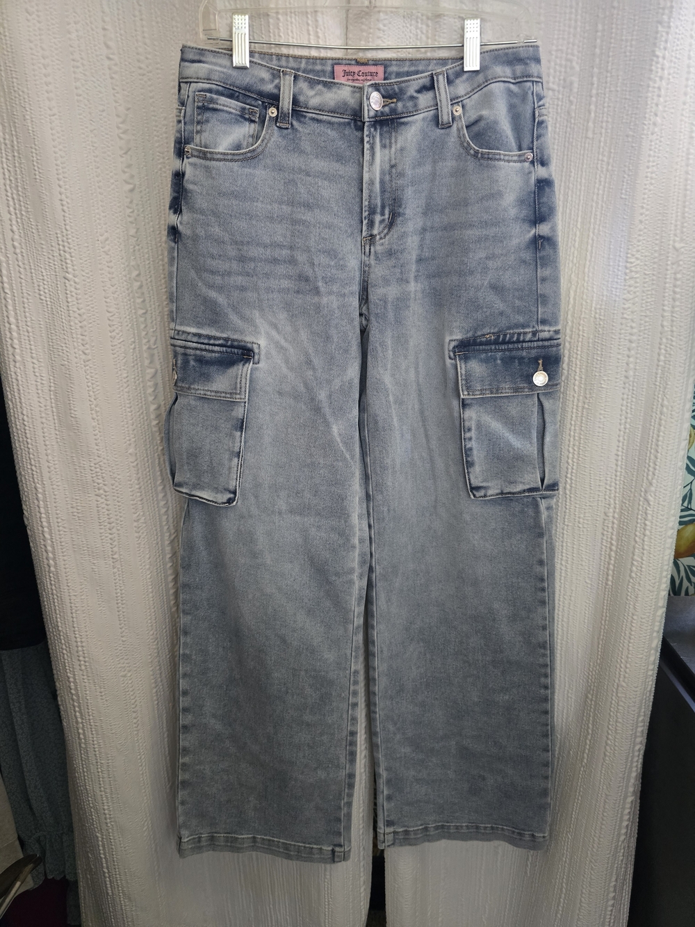 Juicy Couture Light Blue Wide Leg Cargo Jeans